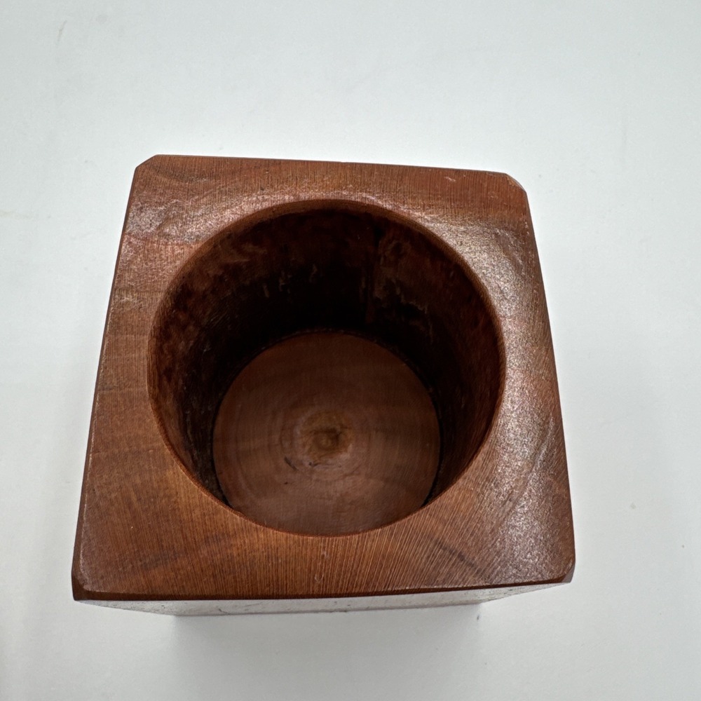 Vintage Turned Teak Wood Tobacco Jar Canister Apothecary Storage Box w/ Lid 4" - Picture 6 of 12